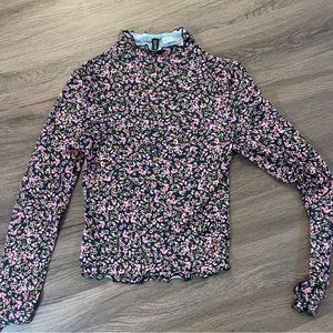 mesh floral long sleeve shirt